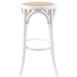 Aster 3pc Round Bar Stools Dining Stool Chair Solid Birch Wood Rattan Seat White V315-VOD-CAFE-22-3PC-KIT