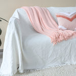 SOGA Pink Acrylic Knitted Throw Blanket Solid Fringed Warm Cozy Woven Cover Couch Bed Sofa Home BLANKET915