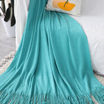 SOGA 2X Teal Acrylic Knitted Throw Blanket Solid Fringed Warm Cozy Woven Cover Couch Bed Sofa Home BLANKET908X2