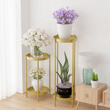 SOGA 2 Layer 50cm Gold Metal Plant Stand Flower Pot Holder Corner Shelving Rack Indoor Display FPOTH50GLD