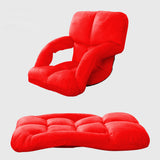 SOGA Foldable Lounge Cushion Adjustable Floor Lazy Recliner Chair with Armrest Red LOUNGEKIDRED