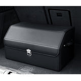 SOGA Leather Car Boot Collapsible Foldable Trunk Cargo Organizer Portable Storage Box With Lock STORAGEBLKV20MED