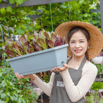 SOGA 49.5cm Blue Rectangular Planter Vegetable Herb Flower Outdoor Plastic Box with Holder Balcony PLANTBOX2W