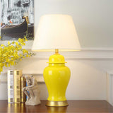 SOGA 4X Oval Ceramic Table Lamp with Gold Metal Base Desk Lamp Yellow TABLELAMP170YELLOWX4