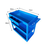 SOGA 2X 3 Tier Tool Storage Cart Portable Service Utility Heavy Duty Mobile Trolley Blue TOOLCART601X2