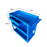 SOGA 2X 3 Tier Tool Storage Cart Portable Service Utility Heavy Duty Mobile Trolley Blue TOOLCART601X2