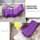 SOGA 4X Foldable Lounge Cushion Adjustable Floor Lazy Recliner Chair with Armrest Purple LOUNGEARMPURPLEX4