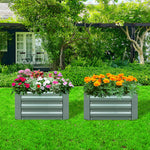 SOGA 2X 100cm Square Galvanised Raised Garden Bed Vegetable Herb Flower Outdoor Planter Box METALBGRE511X2