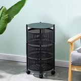 SOGA 2X 3 Tier Steel Round Rotating Kitchen Cart Multi-Functional Shelves Portable Storage Organizer KITCHENXY015X2