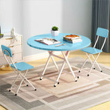 SOGA 2X Blue Dining Table Portable Round Surface Space Saving Folding Desk Home Decor TABLERD724X2