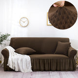 SOGA 4-Seater Coffee Sofa Cover with Ruffled Skirt Couch Protector High Stretch Lounge Slipcover SOFACOV4