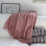 SOGA Pink Diamond Pattern Knitted Throw Blanket Warm Cozy Woven Cover Couch Bed Sofa Home Decor with BLANKET924