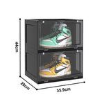 SOGA 2X 2 Tier Black Portable Shoe Organiser Sneaker Footwear Folding Plastic Bin Stackable Storage SHOEA8002BLKX2