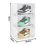 SOGA 2X 3 Tier Transparent Portable Shoe Organiser Sneaker Footwear Folding Plastic Bin Stackable SHOEA9003WHTX2