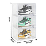 SOGA 2X 3 Tier Transparent Portable Shoe Organiser Sneaker Footwear Folding Plastic Bin Stackable SHOEA9003WHTX2