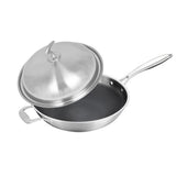 SOGA 18/10 Stainless Steel Fry Pan 34cm Frying Pan Top Grade Textured Non Stick Interior Skillet TRIFPS34