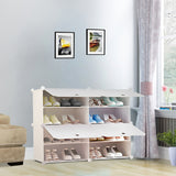 SOGA 4 Tier 2 Column White Shoe Rack Organizer Sneaker Footwear Storage Stackable Stand Cabinet SHOEBOX93