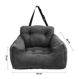 SOGA Grey Pet Car Seat Sofa Safety Soft Padded Portable Travel Carrier Bed CARPET123