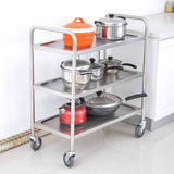 SOGA 3 Tier 86x54x94cm Stainless Steel Kitchen Dinning Food Cart Trolley Utility Round Large FOODCART1101