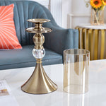 SOGA 43cm Glass Candle Holder Candle Stand Glass/Metal CANDLESTICKBLARGE