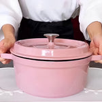 SOGA 2X 22cm Pink Cast Iron Ceramic Stewpot Casserole Stew Cooking Pot With Lid STEWPOT3022X2