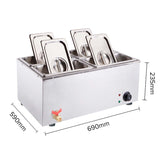 SOGA 2X Stainless Steel 4 X 1/2 GN Pan Electric Bain-Marie Food Warmer with Lid FOODWARMER742X2