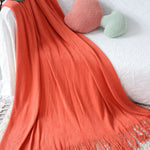 SOGA 2X Orange Acrylic Knitted Throw Blanket Solid Fringed Warm Cozy Woven Cover Couch Bed Sofa Home BLANKET911X2