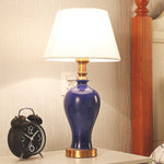 SOGA 2X Blue Ceramic Oval Table Lamp with Gold Metal Base TABLELAMP120BLUEX2