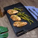 SOGA 2X 45cm Rectangular Cast Iron Portable Fry BBQ Grill Plate Cooking Pan Tray with Handle ZPAI039X2