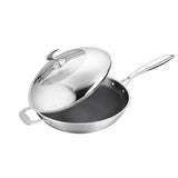 SOGA 18/10 Stainless Steel Fry Pan 32cm Frying Pan Top Grade Non Stick Interior Skillet with Helper TRIFPT32