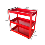 SOGA 2X 3 Tier Tool Storage Cart Portable Service Utility Heavy Duty Mobile Trolley Red TOOLCART604X2