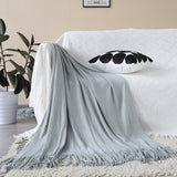 SOGA Grey Acrylic Knitted Throw Blanket Solid Fringed Warm Cozy Woven Cover Couch Bed Sofa Home BLANKET907