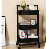 SOGA 3 Tier Steel Black Movable Kitchen Cart Multi-Functional Shelves Portable Storage Organizer KITCHENXY004