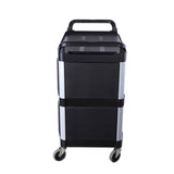 SOGA 3 Tier Covered Food Trolley Food Waste Cart Storage Mechanic Kitchen Black FOODCART1515