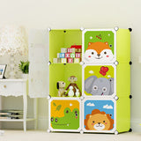 SOGA 6 Cubes Animal Design Portable Wardrobe Divide-Grid Modular Storage Organiser Foldable Closet WROBE1778