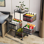 SOGA 2X 4 Tier Steel Square Rotating Kitchen Cart Multi-Functional Shelves Portable Storage KITCHENXY020X2