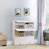 SOGA 5 Tier 2 Column White Shoe Rack Organizer Sneaker Footwear Storage Stackable Stand Cabinet SHOEBOX94