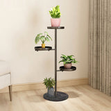 SOGA 3 Tier Black Round Plant Stand Flowerpot Tray Display Living Room Balcony Metal Decorative FPOTH102