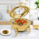 SOGA 2X Gold Plated Stainless Steel Round Chafing Dish Tray Buffet Cater Food Warmer Chafer with Top CHAFINGDISH293X2