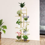 SOGA 2X 5 Tier 6 Pots Gold Metal Plant Stand Flowerpot Display Shelf Rack Indoor Home Office Decor FPOTH13X2