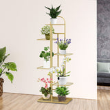 SOGA 2X 5 Tier 6 Pots Gold Metal Plant Stand Flowerpot Display Shelf Rack Indoor Home Office Decor FPOTH13X2