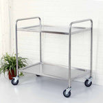 SOGA 2X 2 Tier 81x46x85cm Stainless Steel Kitchen Dining Food Cart Trolley Utility Round Small FOODCART1105X2