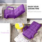 SOGA 2X Foldable Lounge Cushion Adjustable Floor Lazy Recliner Chair with Armrest Purple LOUNGEARMPURPLEX2