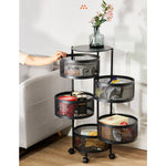 SOGA 2X 5 Tier Steel Round Rotating Kitchen Cart Multi-Functional Shelves Portable Storage Organizer KITCHENXY017X2