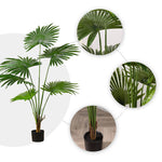 SOGA 4X 120cm Artificial Natural Green Fan Palm Tree Fake Tropical Indoor Plant Home Office Decor APLANTSKS1267X4