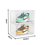 SOGA 2 Tier Transparent Portable Shoe Organiser Sneaker Footwear Folding Plastic Bin Stackable SHOEA9002WHT