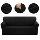 SOGA 4-Seater Black Sofa Cover Couch Protector High Stretch Lounge Slipcover Home Decor SOFACOV204