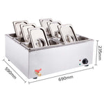 SOGA Stainless Steel 6 X 1/3 GN Pan Electric Bain-Marie Food Warmer with Lid FOODWARMER743