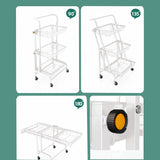 SOGA 3 Tier Steel White Adjustable Kitchen Cart Multi-Functional Shelves Portable Storage Organizer KITCHENXY033