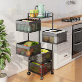 SOGA 2X 5 Tier Steel Square Rotating Kitchen Cart Multi-Functional Shelves Portable Storage KITCHENXY021X2